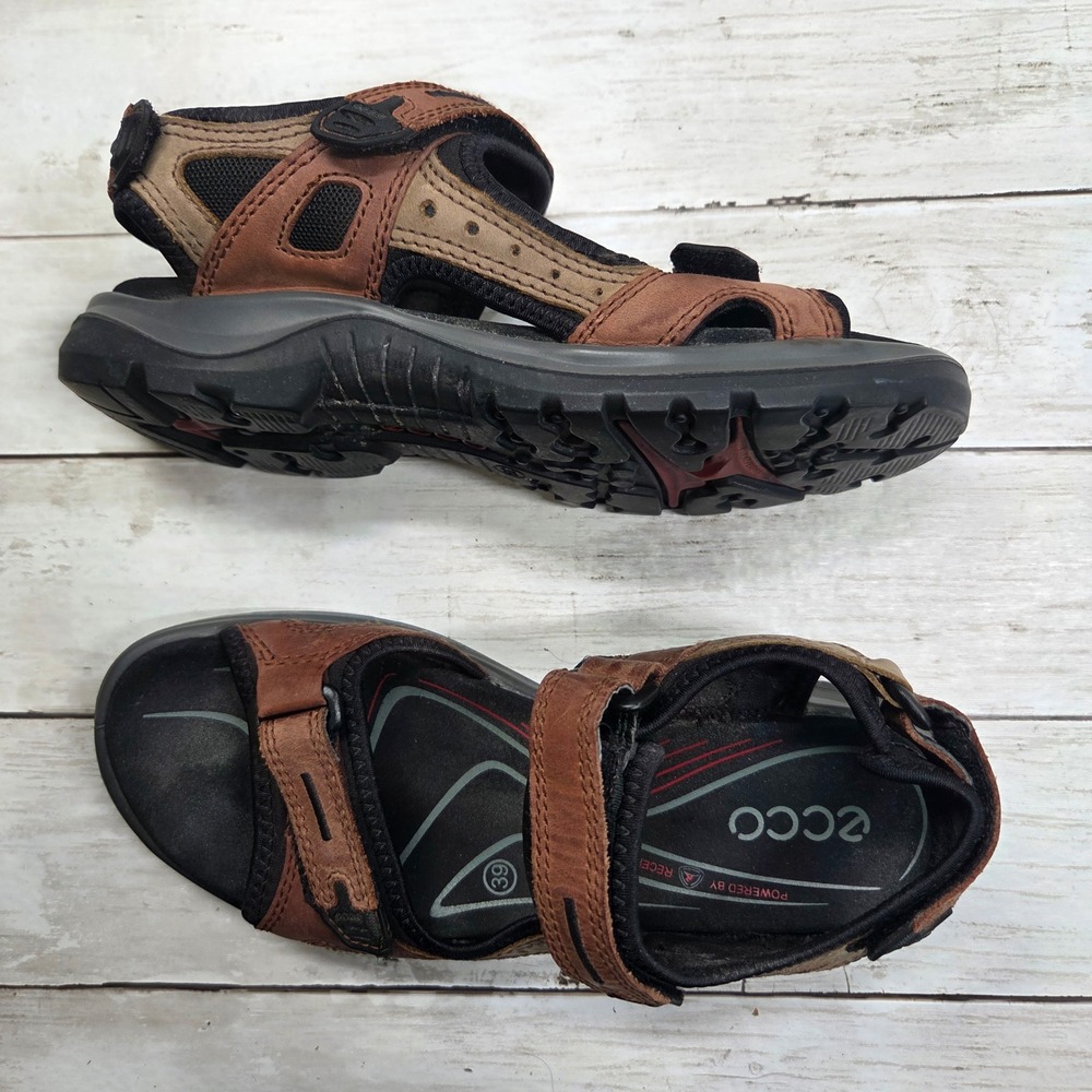 ECCO Yucatan Sport Sandals Hiking Women 39 8-8.5 Brown Leather 069563